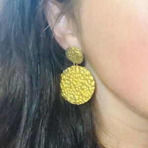 Hammered Gold Oversized Dangle Earrings